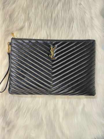 Saint Laurent Matelassé Clutch Black 440222 76186797