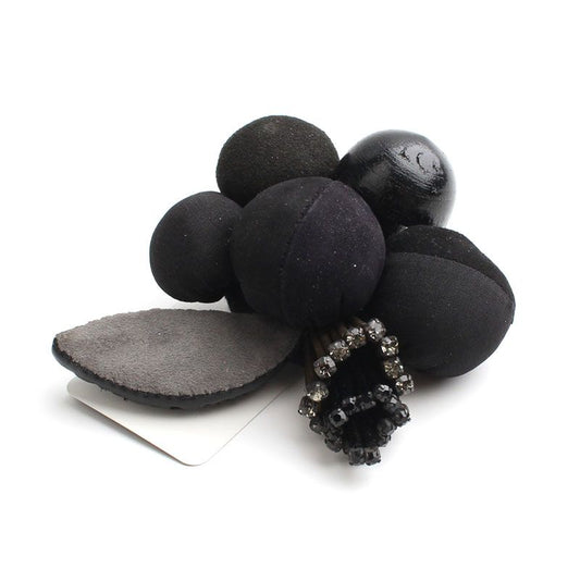 Sonia Rykiel Black Leather Beaded Brooch 12345 76337063