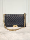 CHANEL Boy Bag Large Lambskin Gold Tone 20 Series Condition A 76404280 [P]