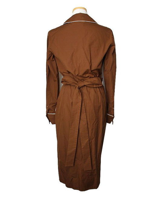 MAXMARA ブラウンコットンラップワンピース 55, 66 76420813
