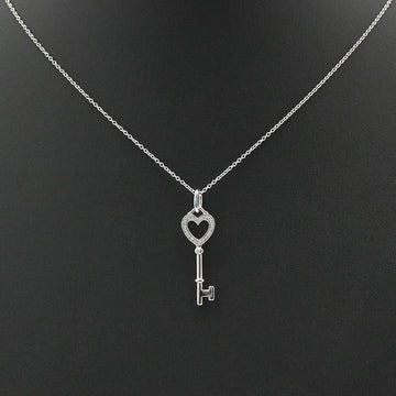 Tiffany & Co 18K White Gold 23P Diamond Heart Key Necklace 12345 76462953