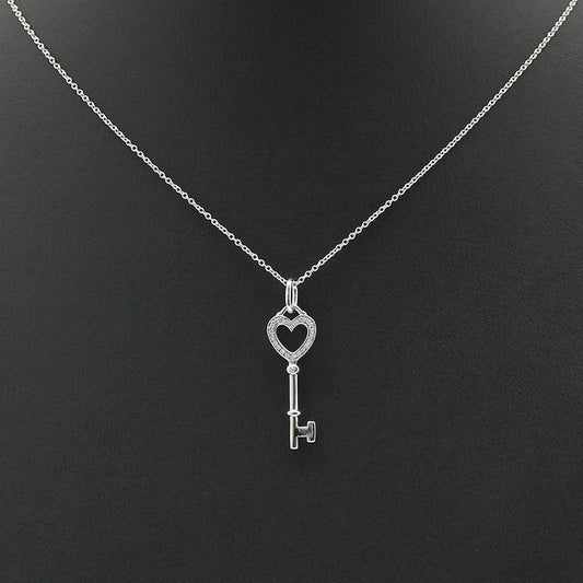 Tiffany & Co 18K White Gold 23P Diamond Heart Key Necklace 12345 76462953