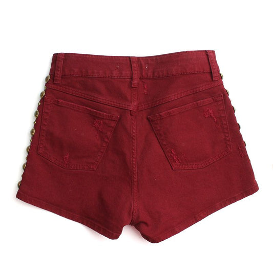 SANDRO Burgunder Denim Short Shorts 44 76472154