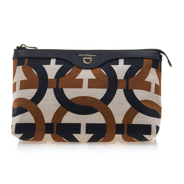 SALVATORE FERRAGAMO モノグラムファブリックポーチ 22 0407 NERO 0758465 76551745