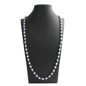 Other Brand Baroque Pearl Lapis Lazuli Necklace with Silver Clasp 76605367