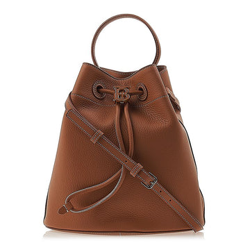 Burberry Drawstring Bucket Tote Bag LGL B1860 Grey Leather Small 76655974