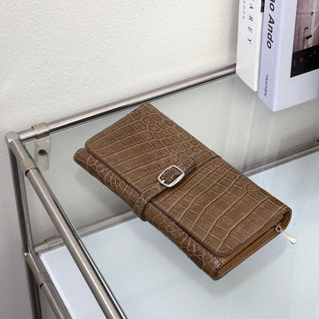 OTHER BRAND Beige echtes Krokodilleder Damen lange Geldbörse 4VNBW24521 76669744