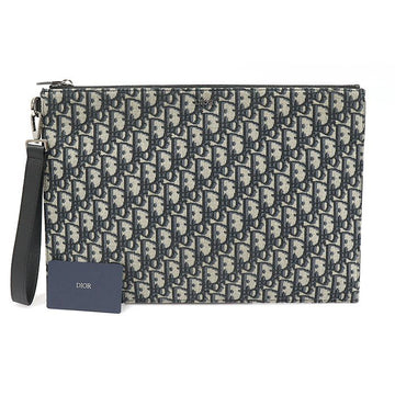 DIOR Beige Schwarze Oblique Jacquard A4 strap pouch Clutch 76781060 [P]
