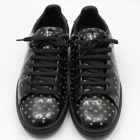 LOUIS VUITTON ブラックフェイデントグロメットフロントロースニーカー 37 76802749