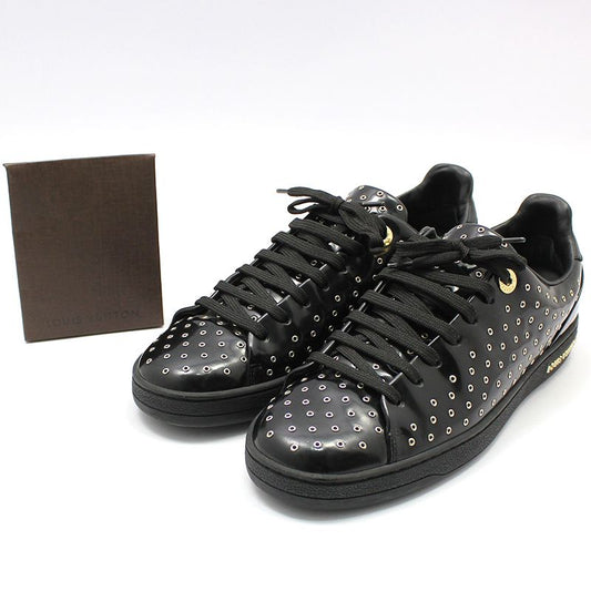 LOUIS VUITTON ブラックフェイデントグロメットフロントロースニーカー 37 76802749