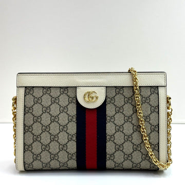 Gucci Ophidia GG Supreme Chain Shoulder Bag White Gold 503877 76810627