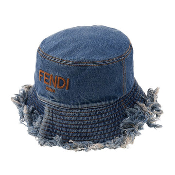 Fendi Denim Logo Fringe Bucket Hat 76972262