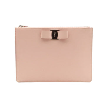 SALVATORE FERRAGAMO Baby Pink Kalfskin Silberne Bows-Handgelenk-Clutch 22 D547 77060600
