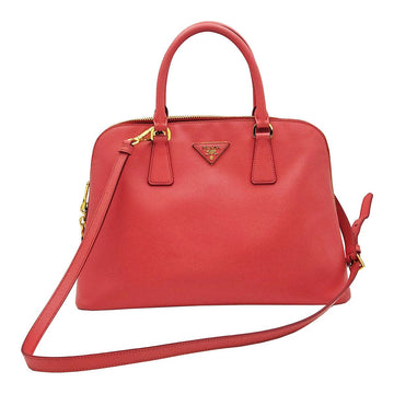 PRADA BL0837 ピンク サフィアーノ ラックス ゴールド トライアングル ロゴ ドーム トップハンドル 2WAY 77176019