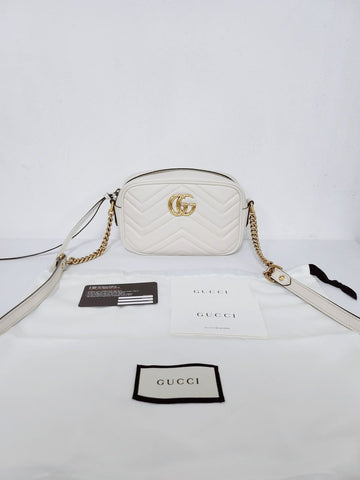Gucci GG White Marmont Matelassé Mini Bag 77320645