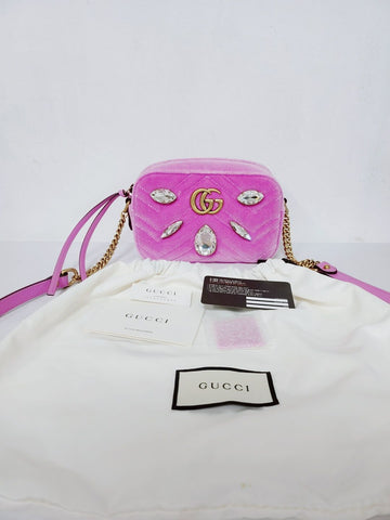 GUCCI Marmont Matelassé-velours Kristall Umhängetasche Mini 12345 77320922