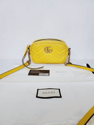 Gucci Yellow GG Marmont Matelassé Mini Bag 77322983