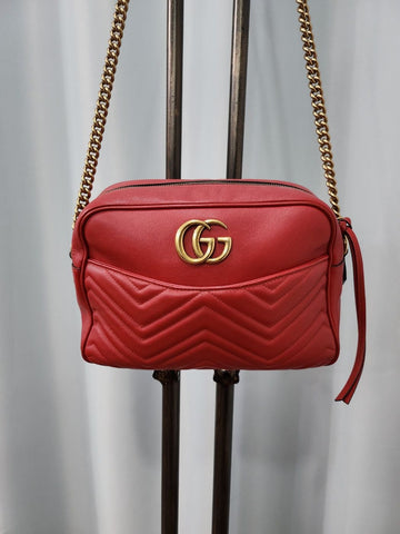 Gucci GG Marmont Red Matelassé Chain Crossbody Bag 77392798