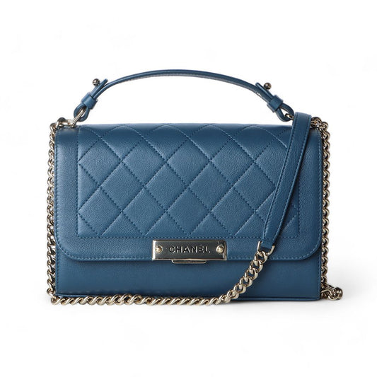 CHANEL A93702 ラベルクリックトップハンドルフラップミディアムショルダーバッグ/32411-1 77492262