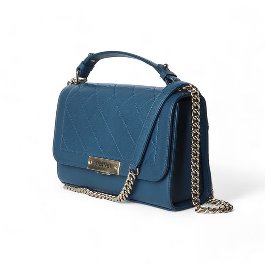 CHANEL A93702 ラベルクリックトップハンドルフラップミディアムショルダーバッグ/32411-1 77492262