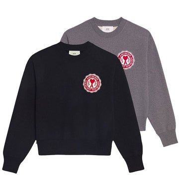 AMI Paris Logo Patch Sweatshirt Unisex Grau 739 055 41474928