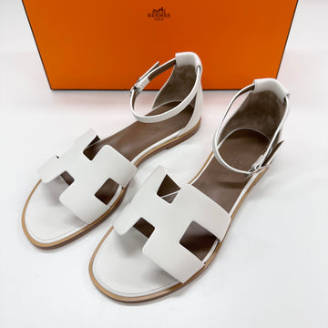 HERMES Santorini Sandalen Slipper Weiß H182139ZH 78089927