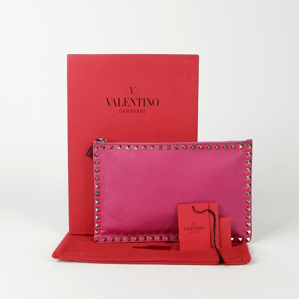 VALENTINO スタッズ付き赤レザークラッチバッグ クラッチバッグとミニバッグ – trenbe