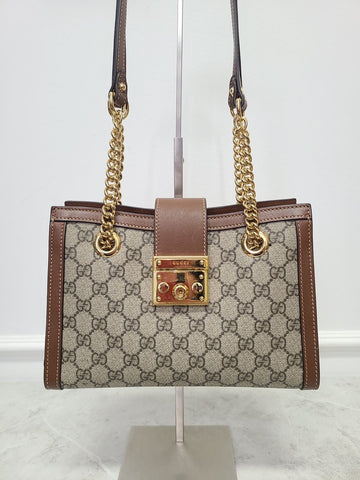 GUCCI GG Supreme Braun Padlock Ketten Schultertasche 78373274
