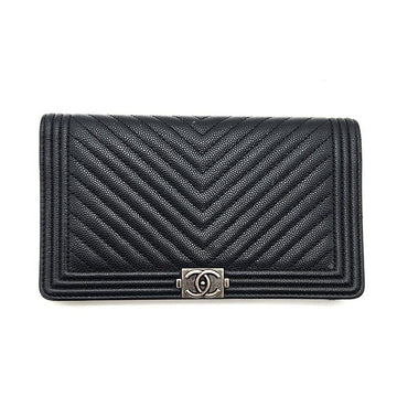CHANEL Caviar Chevron Boy Long Wallet L789913 78448854