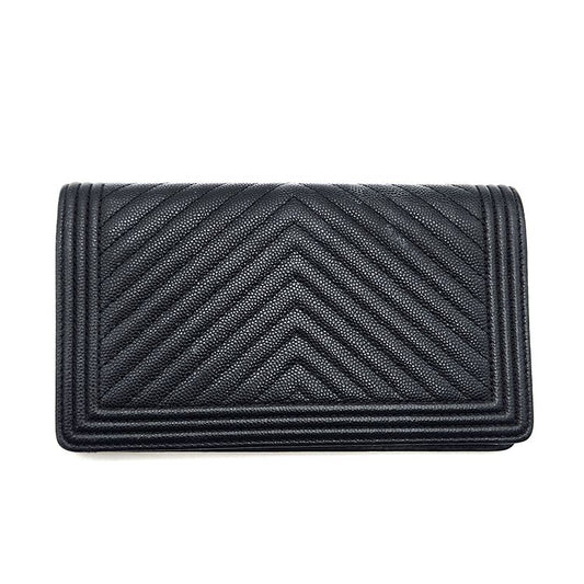 CHANEL Caviar Chevron Boy Long Wallet L789913 78448854