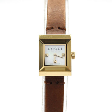Gucci G Frame Gold Plated Square Double Strap Quartz Watch YA128521 78648485