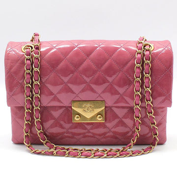CHANEL Rosa Lackleder Goldlogo Pagoda Akkordeon Klappe Medium Schultertasche 78723974