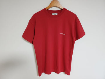 BALENCIAGA [XS] Rote Logo-Stickerei Oversize Damen T-Shirt 612965 78742606