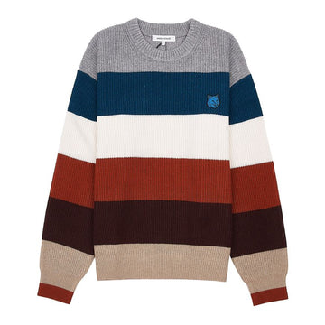 MAISON KITSUNE Foxhead Comfort Pullover mit weißen Streifen für Herren - 00808KT1093 78823571