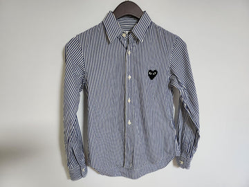 Comme Des Garcons Striped Heart Patch Women's Shirt AZ-B007 78833293