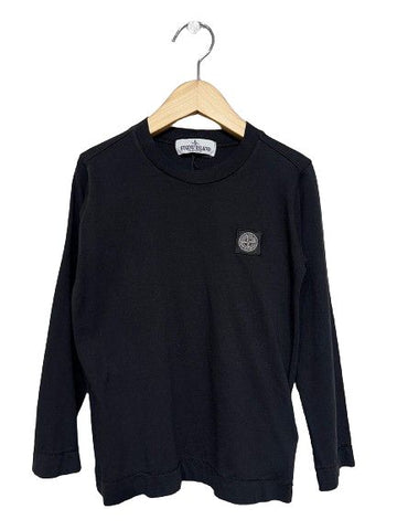 STONE ISLAND Kinder schwarze Langarm-T-Shirt 79114290