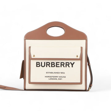 BURBERRY ツートンキャンバスポケットバッグミディアム/8031745 79218978