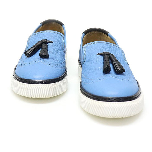 Hermes Blue Black Two-Tone Leather Tassel Wingtip Slip-On 35 79423076