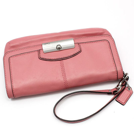 Coach Pink Leather Silver-tone Kristen Wristlet Clutch 79556489