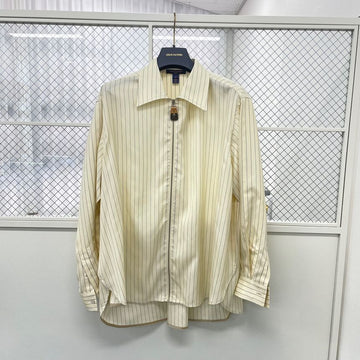 LOUIS VUITTON ピンストライプディープヘムジップシャツ 79665544