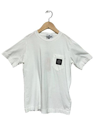STONE ISLAND ポケットラウンド半袖Tシャツ ホワイト レディース 761620347 79704911