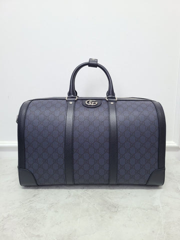 GUCCI GGシュプリーム ブラック ブルー ミディアム ダッフルバッグ 79712000