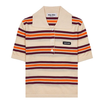 MIU MIU Damen-Seide-Baumwolle Strick-Polo-Shirt 80615276