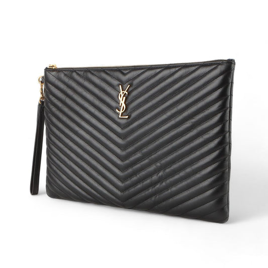 SAINT LAURENT モノグラム マトラッセ ドキュメント ホルダー クラッチバッグ ラージ /32669 82434781