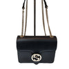 GUCCI ブラック GG インターロッキング ロゴ チェーン 金具 ショルダーバッグ クロスバッグ 510304 83146380 [P]