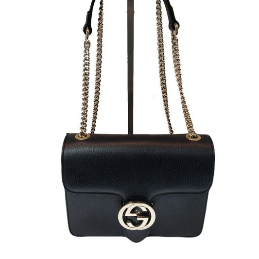 GUCCI Schwarze GG Interlocking Logo Kette Schultertasche Crossbody 510304 83146380