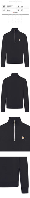 MAISON KITSUNE 24SS Fox Head Patch Half-Zip Sweatshirt Schwarz MM00314KM0001 P199 84813347 [P]