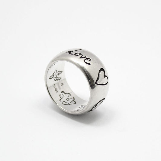 Gucci Sterling Silver Blind for Love Ring Size 8 455248 85236843