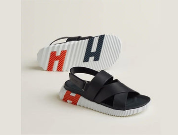Hermes Electri Sandals Black Orange H 86682136