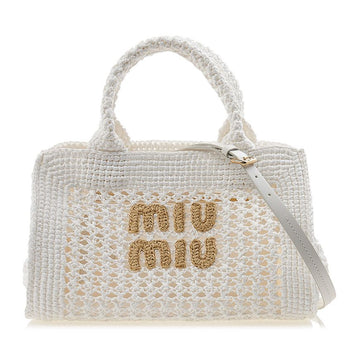 Miu Miu Woven Fabric Crochet Tote Bag for Women 87953923